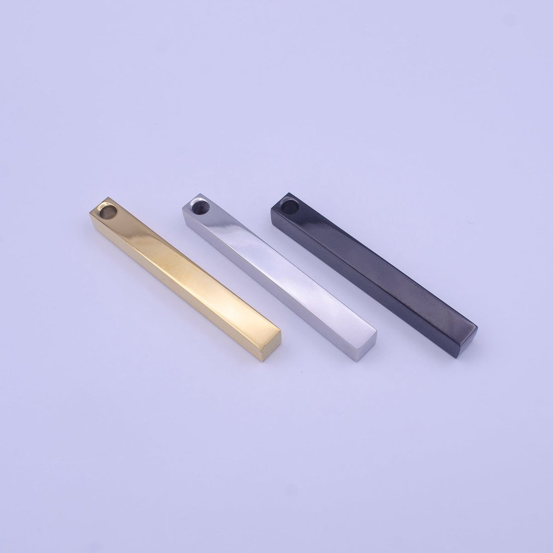 Minimalist  Stainless Steel 50mm Tag Bar Pendant in Silver, Black, Gold J-017 J-048 X-669