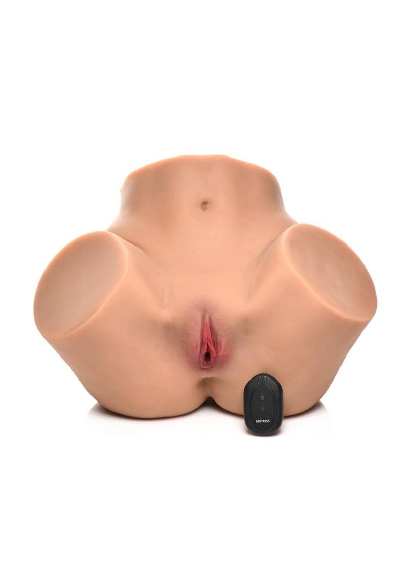 Mistress Vibrating And Squeezing Pussy And Ass Masturbator