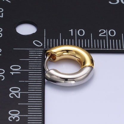 Mixed Metal 16mm, 20mm Gold &amp; Silver Two Tone Statement Huggie Earrings | AB-572