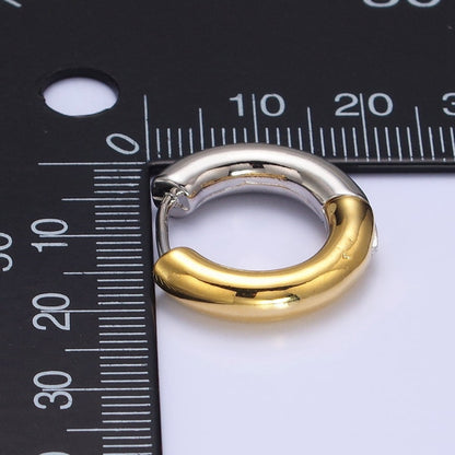 Mixed Metal 16mm, 20mm Gold &amp; Silver Two Tone Statement Huggie Earrings | AB-572