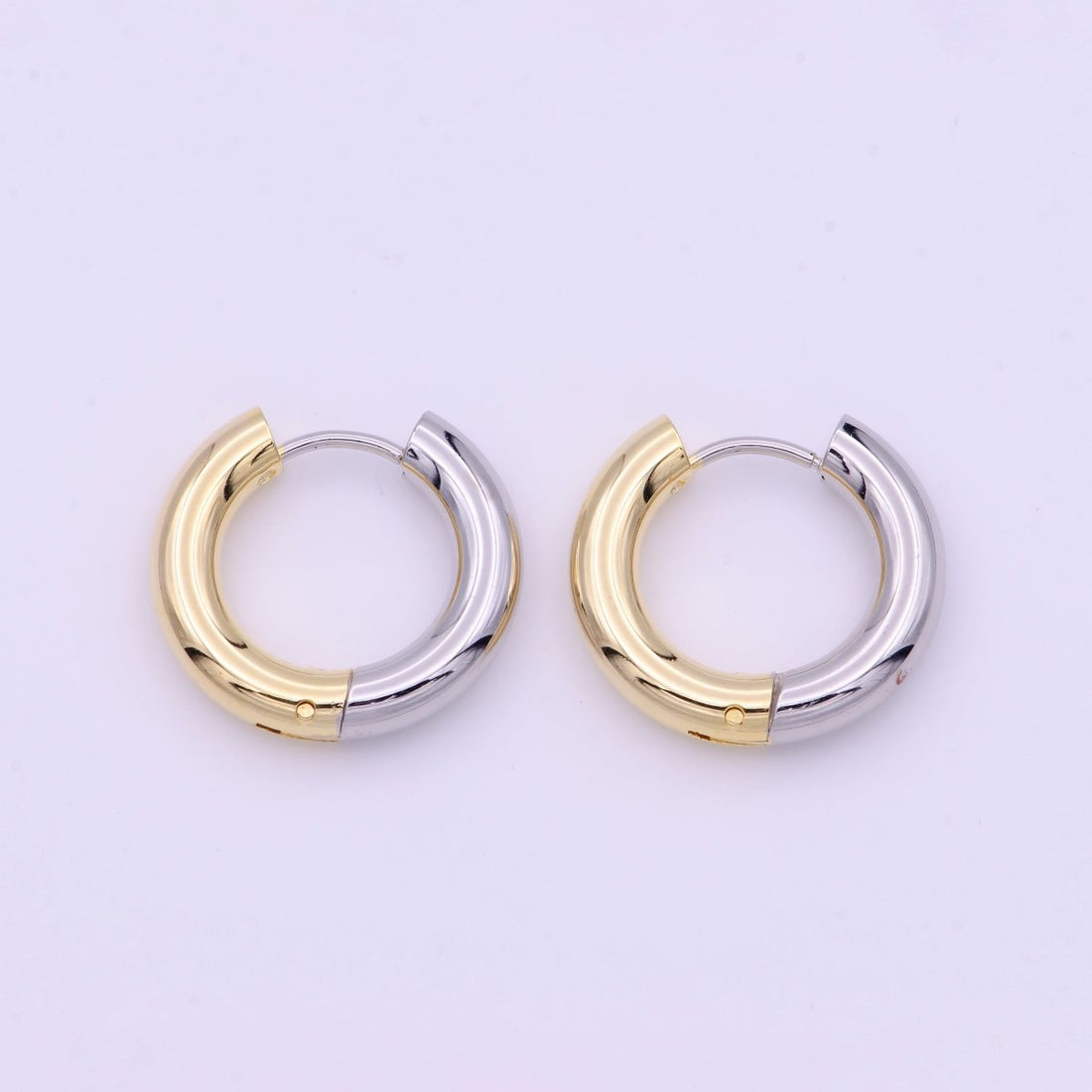 Mixed Metal Silver &amp; Gold 20mm Huggie Hoops Earrings | AD-168