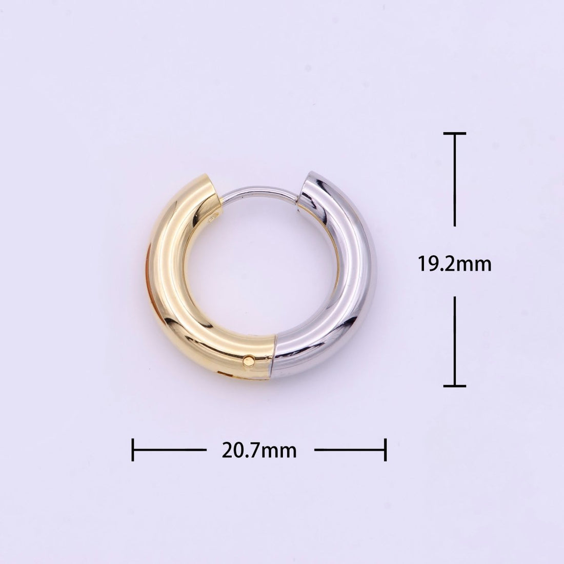 Mixed Metal Silver &amp; Gold 20mm Huggie Hoops Earrings | AD-168