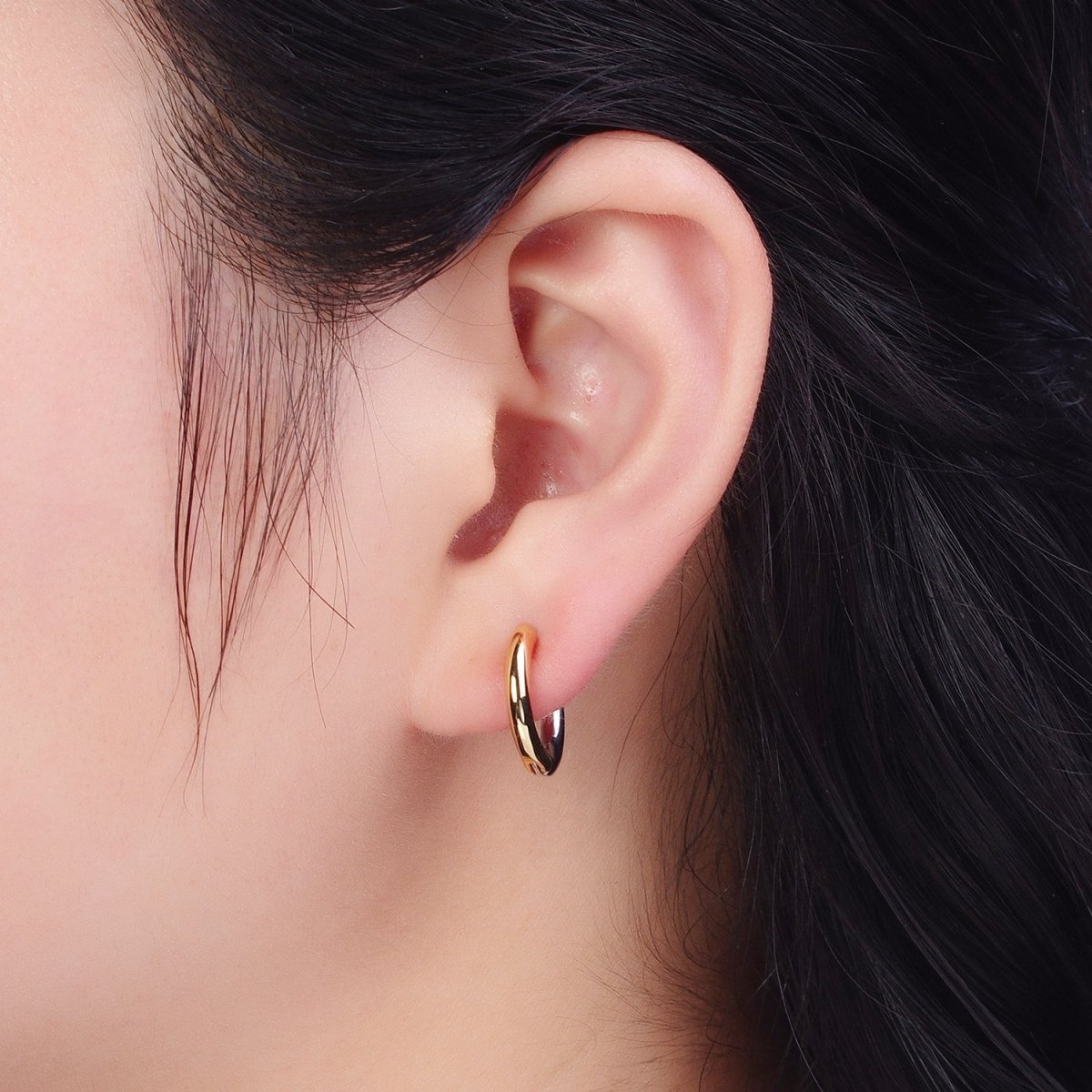 Mixed Metal Silver &amp; Gold Huggie Hoops Statement Earrings Two Tone Color | AD-509 AD-532