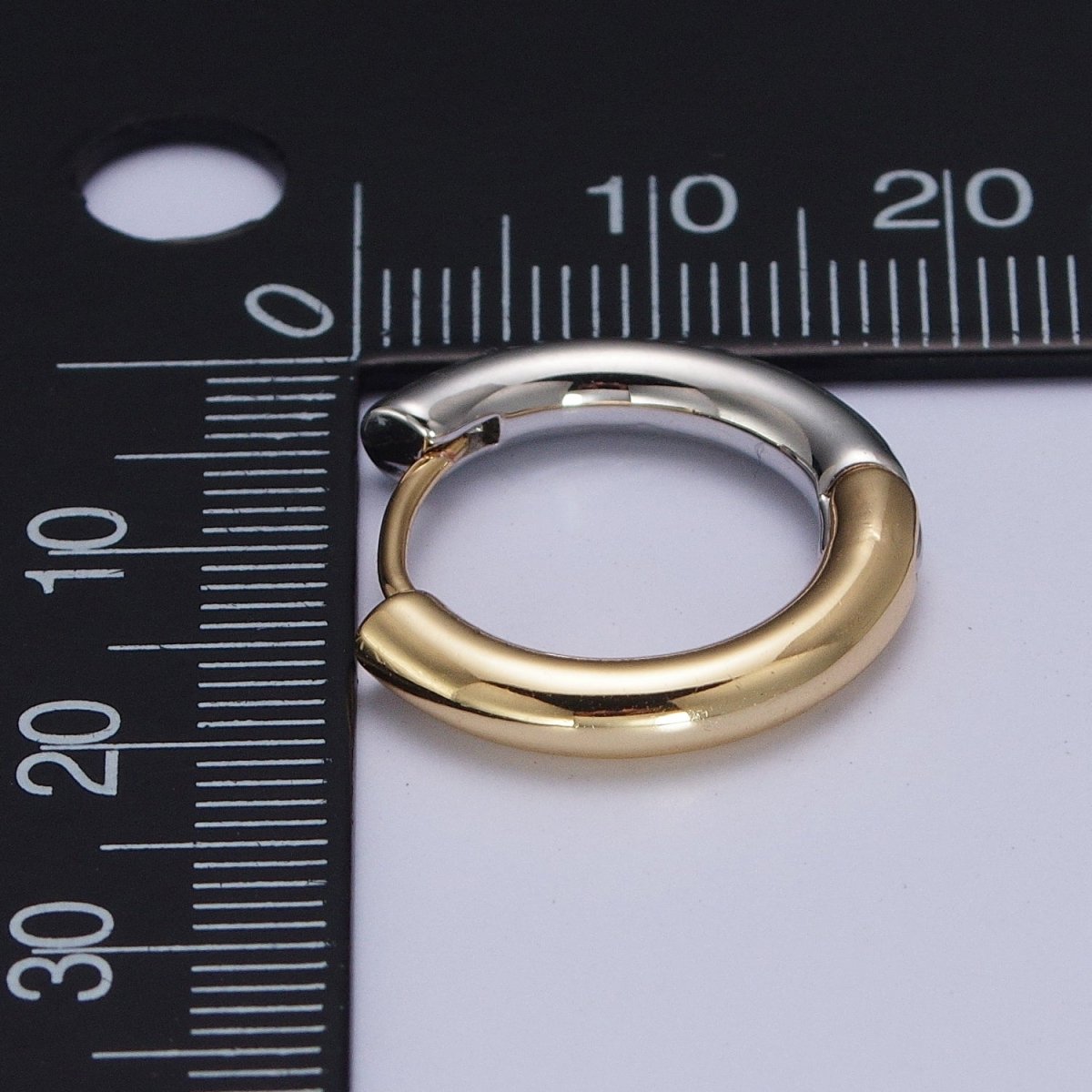 Mixed Metal Silver &amp; Gold Huggie Hoops Statement Earrings Two Tone Color | AD-509 AD-532