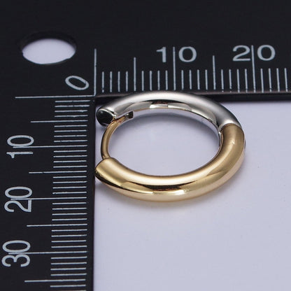 Mixed Metal Silver &amp; Gold Huggie Hoops Statement Earrings Two Tone Color | AD-509 AD-532