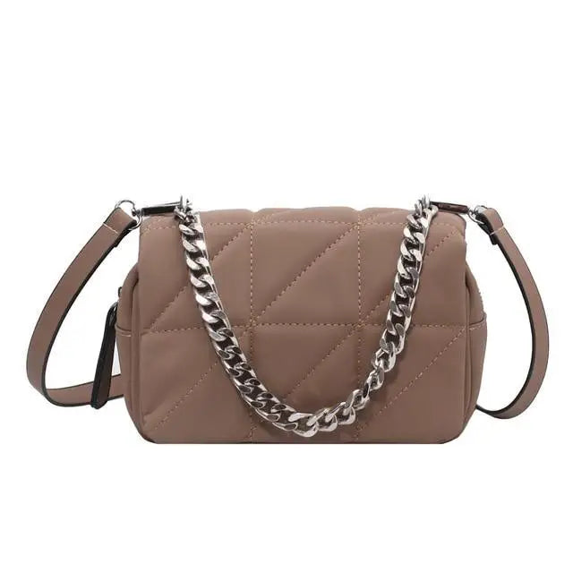 Modern Designer Metal Chain Clutches , Mini Shoulder Bag Satchel Style Nylon Small Crossbody Bags For Women And Girls
