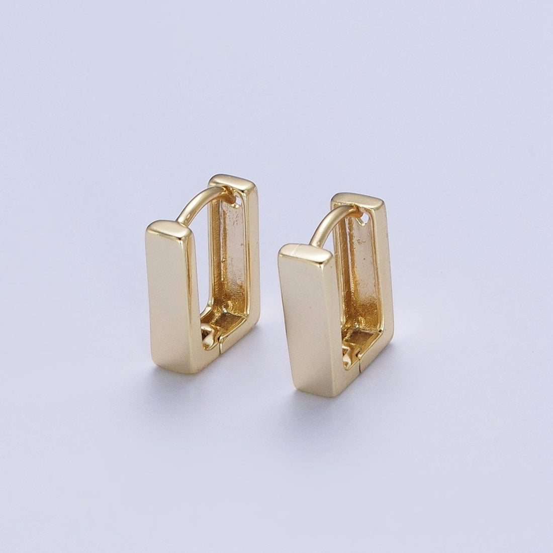 Modern Geometric Square Hoop Earrings in Gold Geometric Jewelry Rectangle Huggie Earring P-252