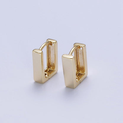 Modern Geometric Square Hoop Earrings in Gold Geometric Jewelry Rectangle Huggie Earring P-252