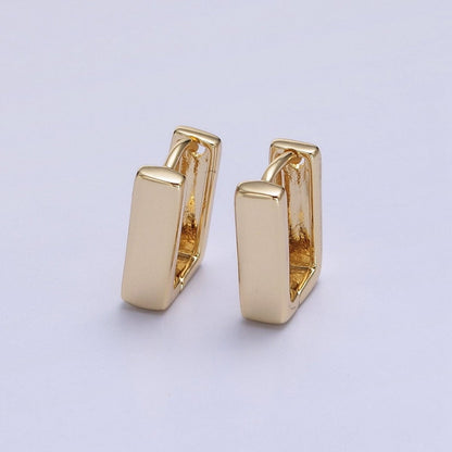 Modern Geometric Square Hoop Earrings in Gold, Silver Geometric Jewelry Rectangle Huggie Earring AB-305 AD-798