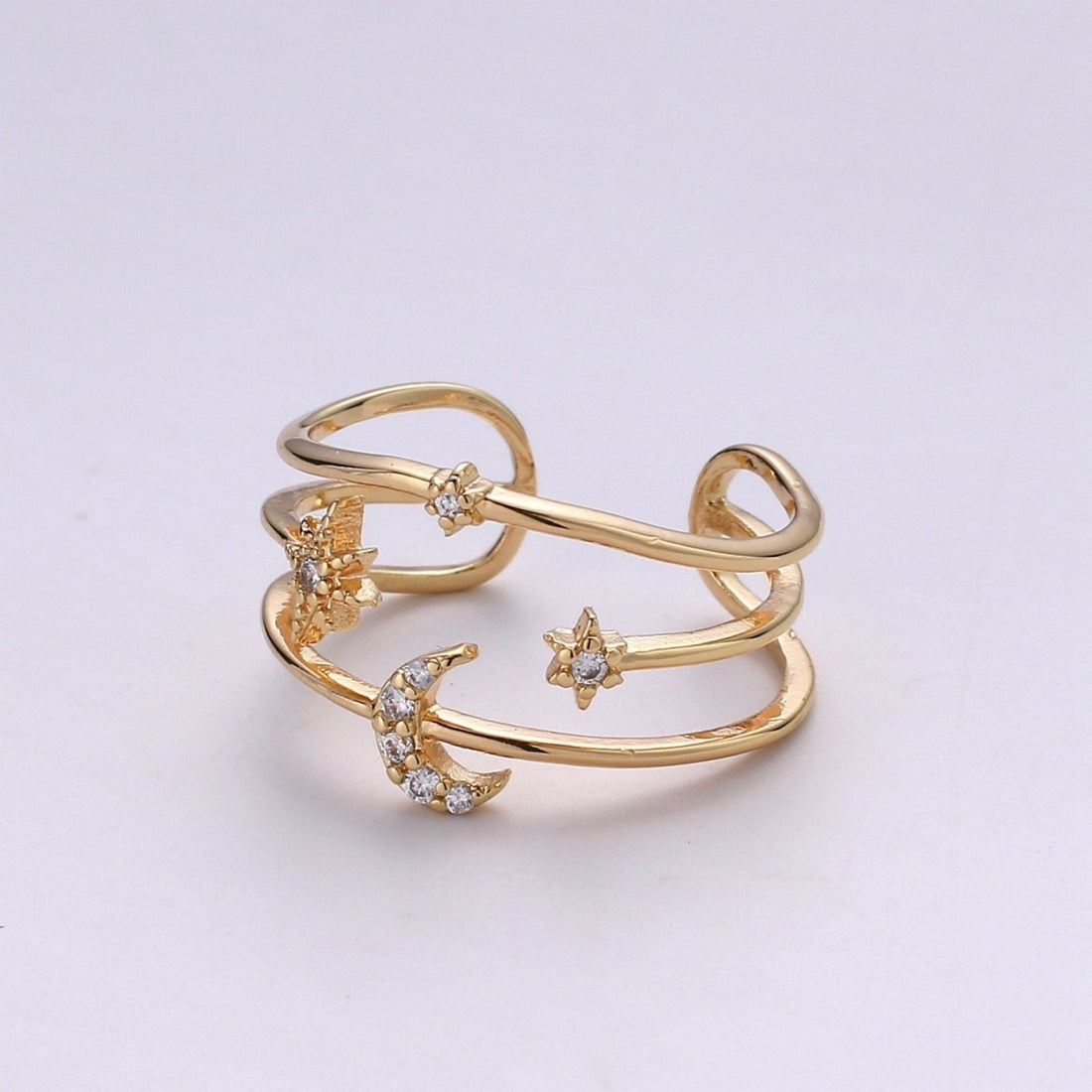Moon Rings For Women Stars Celestial Gold Ring Celestial Ring Statement Ring Bridesmaid Gift Moon Star Galaxy Jewelry Gift for Her R-057