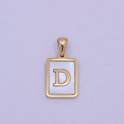 Mother of Pearl Letter Charm Gold Tag Alphabet Charm, Shell Letter Pendant Personalized Letters Initial Charm Stainless Steel A-862-A-874