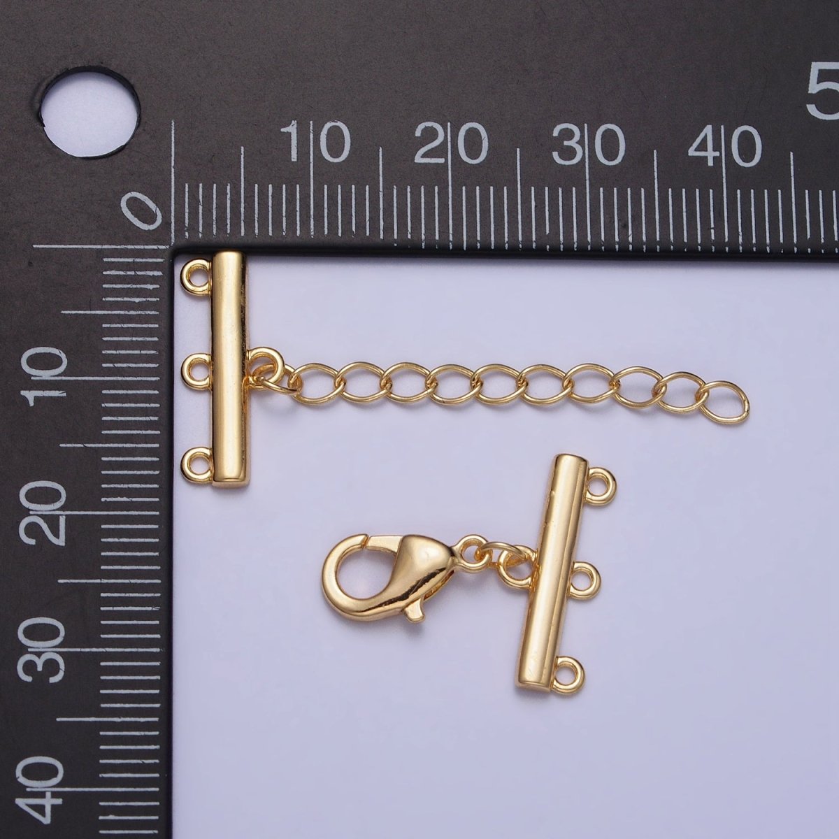 Multi Layer Clasps Triple Loop Double Flat Bar Jewelry Supply in Silver &amp; Gold | Z-107 Z-108
