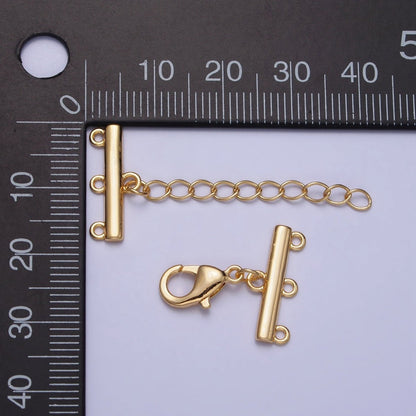 Multi Layer Clasps Triple Loop Double Flat Bar Jewelry Supply in Silver &amp; Gold | Z-107 Z-108