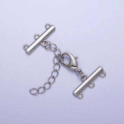 Multi Layer Clasps Triple Loop Double Flat Bar Jewelry Supply in Silver &amp; Gold | Z-107 Z-108