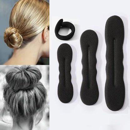Multi size Sponge Black Hair Styling Donut Bun Curler Maker Ring Magic Foam Donut Twist Tool Hair Clip Easy To Carry And Use Hair Styling Tools For Women