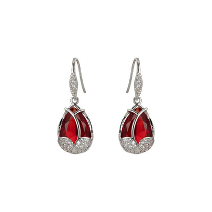 Multicolor Crystal Cubic Zirconia CZ Tulip Dangle Earring in 18K Gold &amp; Silver