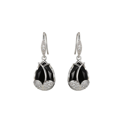 Multicolor Crystal Cubic Zirconia CZ Tulip Dangle Earring in 18K Gold &amp; Silver