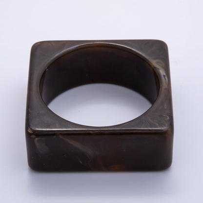 Multicolor Square Wide Acrylic Resin Bangle Statement Bracelet | WA-04375 ~ WA-04382