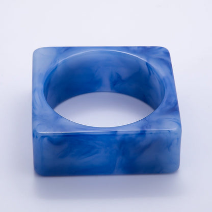 Multicolor Square Wide Acrylic Resin Bangle Statement Bracelet | WA-04375 ~ WA-04382