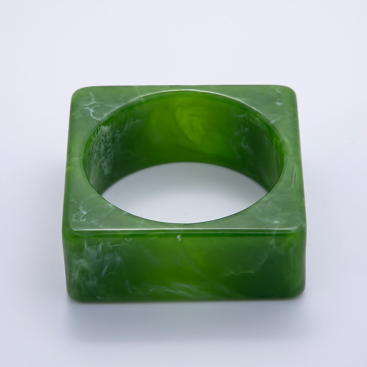 Multicolor Square Wide Acrylic Resin Bangle Statement Bracelet | WA-04375 ~ WA-04382