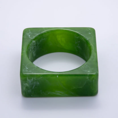 Multicolor Square Wide Acrylic Resin Bangle Statement Bracelet | WA-04375 ~ WA-04382