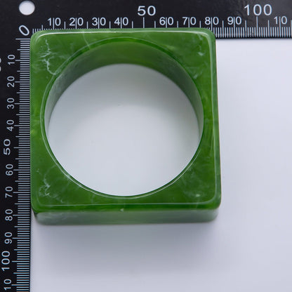 Multicolor Square Wide Acrylic Resin Bangle Statement Bracelet | WA-04375 ~ WA-04382