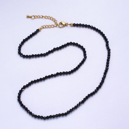Multifaceted Matte 2.8mm Gemstone Bead 16 Inch Choker Necklace | WA-1469 - WA-1478 Clearance Pricing