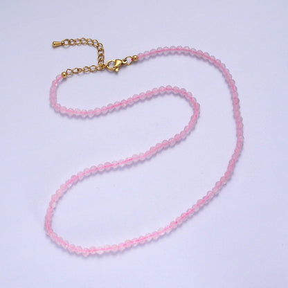 Multifaceted Matte 2.8mm Gemstone Bead 16 Inch Choker Necklace | WA-1469 - WA-1478 Clearance Pricing