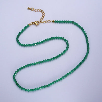 Multifaceted Matte 2.8mm Gemstone Bead 16 Inch Choker Necklace | WA-1469 - WA-1478 Clearance Pricing