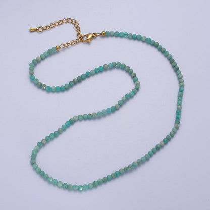 Multifaceted Matte 2.8mm Gemstone Bead 16 Inch Choker Necklace | WA-1469 - WA-1478 Clearance Pricing