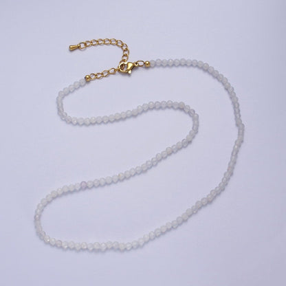 Multifaceted Matte 2.8mm Gemstone Bead 16 Inch Choker Necklace | WA-1469 - WA-1478 Clearance Pricing