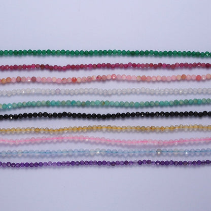 Multifaceted Matte 2.8mm Gemstone Bead 16 Inch Choker Necklace | WA-1469 - WA-1478 Clearance Pricing