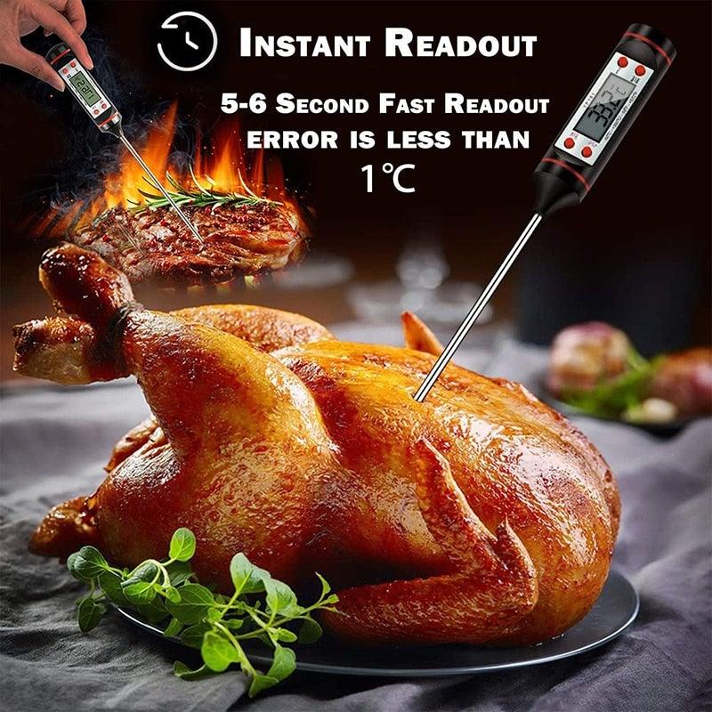 Multifunctional Digital Thermometer For BBQ Food Meat Cake Candy Bake Grill Ultra Fast Kitchen Thermometer with Hold &amp; Calibration Digital Food Thermometer for BBQ Baking Candy Milk Temperature Cooking Thermometer Oven Kitchen Tools