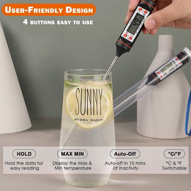 Multifunctional Digital Thermometer For BBQ Food Meat Cake Candy Bake Grill Ultra Fast Kitchen Thermometer with Hold &amp; Calibration Digital Food Thermometer for BBQ Baking Candy Milk Temperature Cooking Thermometer Oven Kitchen Tools