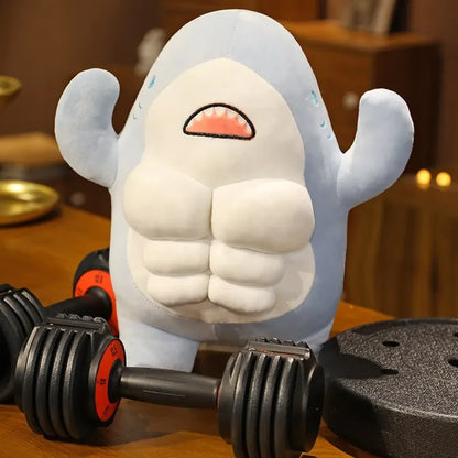 40CM Muscle Shark Plush Doll - Cartoon Strong Shark Stuffed Toy
