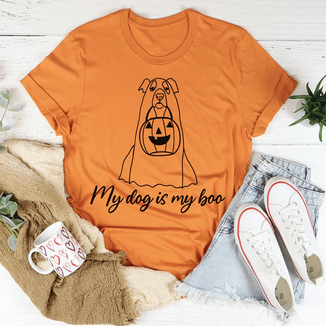 "My dog is my boo" Ghost Puppy Halloween Graphic Top