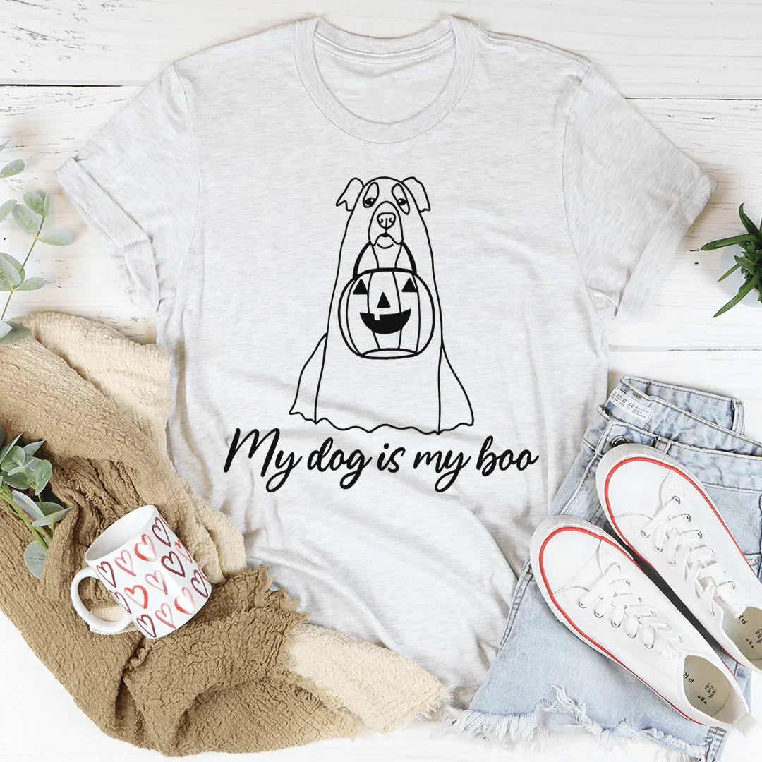 "My dog is my boo" Ghost Puppy Halloween Graphic Top