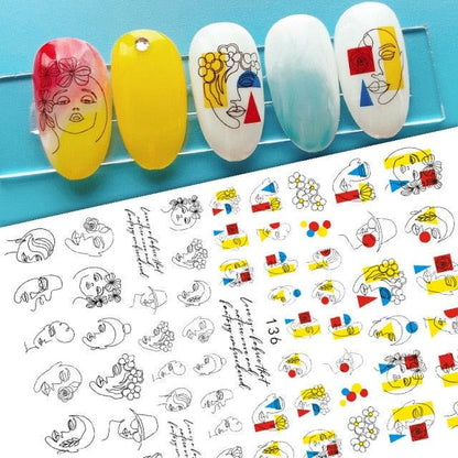 Nail Stickers Cute Rabbit Nail Art Decorations No Face Man Nail Sliders For Manicure Women Kids Girls Manicure Decoration Nail Art Supplies 3D Self-Adhesive Nail Decals Designer Nail Stickers for Acrylic Nails