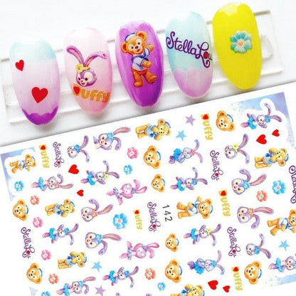 Nail Stickers Cute Rabbit Nail Art Decorations No Face Man Nail Sliders For Manicure Women Kids Girls Manicure Decoration Nail Art Supplies 3D Self-Adhesive Nail Decals Designer Nail Stickers for Acrylic Nails