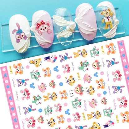 Nail Stickers Cute Rabbit Nail Art Decorations No Face Man Nail Sliders For Manicure Women Kids Girls Manicure Decoration Nail Art Supplies 3D Self-Adhesive Nail Decals Designer Nail Stickers for Acrylic Nails