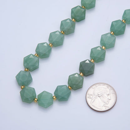 Natural Gemstone 12mm x 14mm Multifaceted Hexagonal Bead Strand Finding | WA-A3612 - WA-A3617