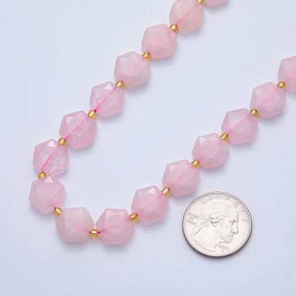 Natural Gemstone 12mm x 14mm Multifaceted Hexagonal Bead Strand Finding | WA-A3612 - WA-A3617