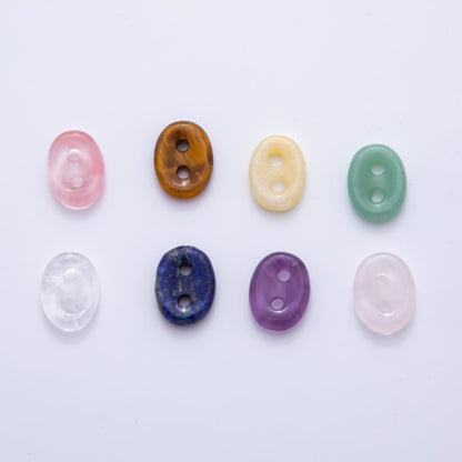 Natural Gemstone 2 Holes Button Spacer Beads | ZA1230 - ZA1233