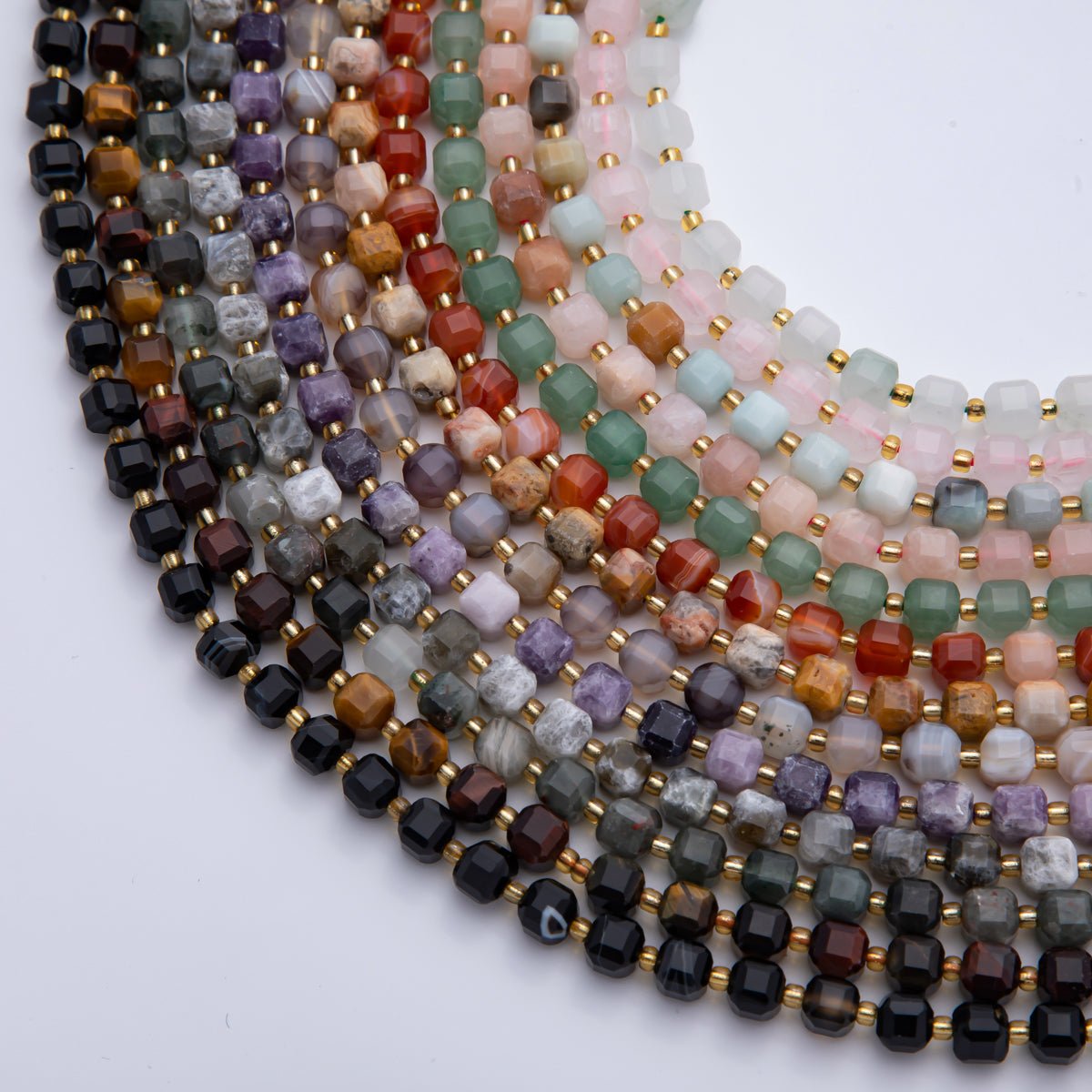 Natural Gemstone 6.5mm Multifaceted Cube Square Beads Strand Finding | WA-A3549 - WA-A3561