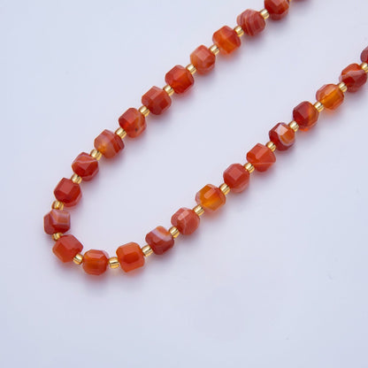 Natural Gemstone 6.5mm Multifaceted Cube Square Beads Strand Finding | WA-A3549 - WA-A3561