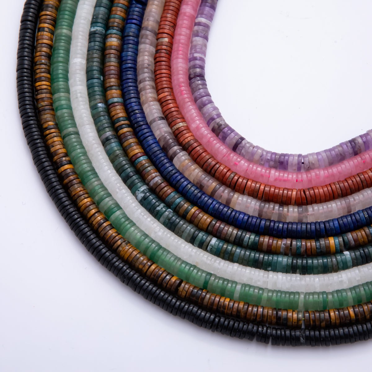 Natural Gemstone Heishi Beads 6mm x 1.5mm Flat Disc Coin Beads Strand Finding | WA-A3598 - WA-A3608