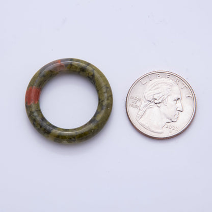 Natural Gemstone Round Ring Smooth Polish Spacer Beads | ZA1227 - ZA1229