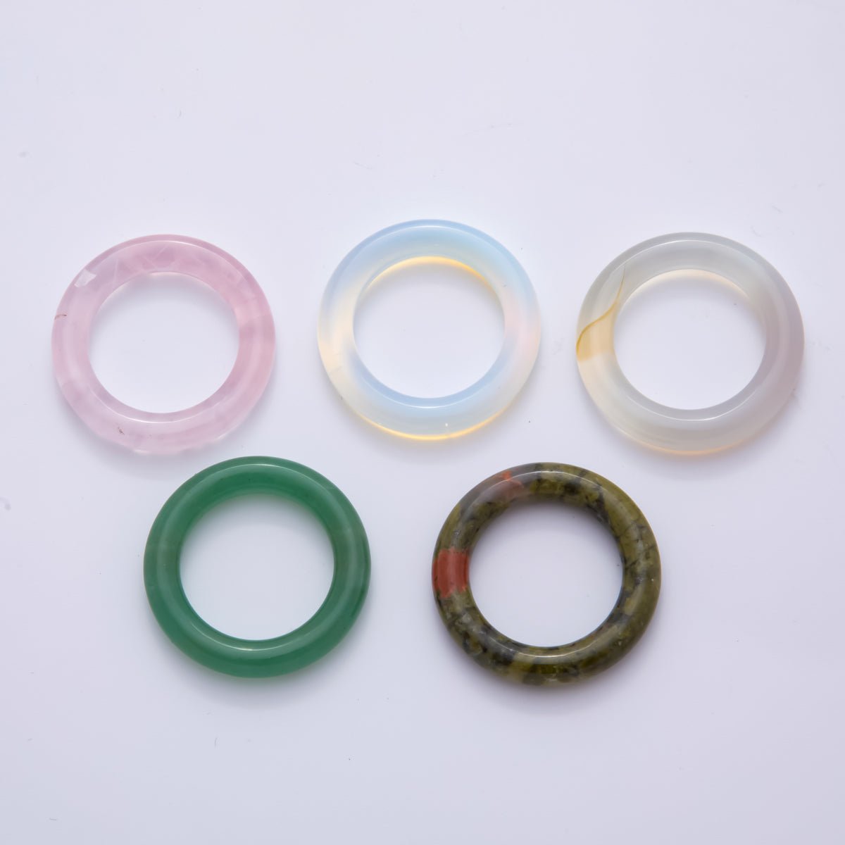 Natural Gemstone Round Ring Smooth Polish Spacer Beads | ZA1227 - ZA1229