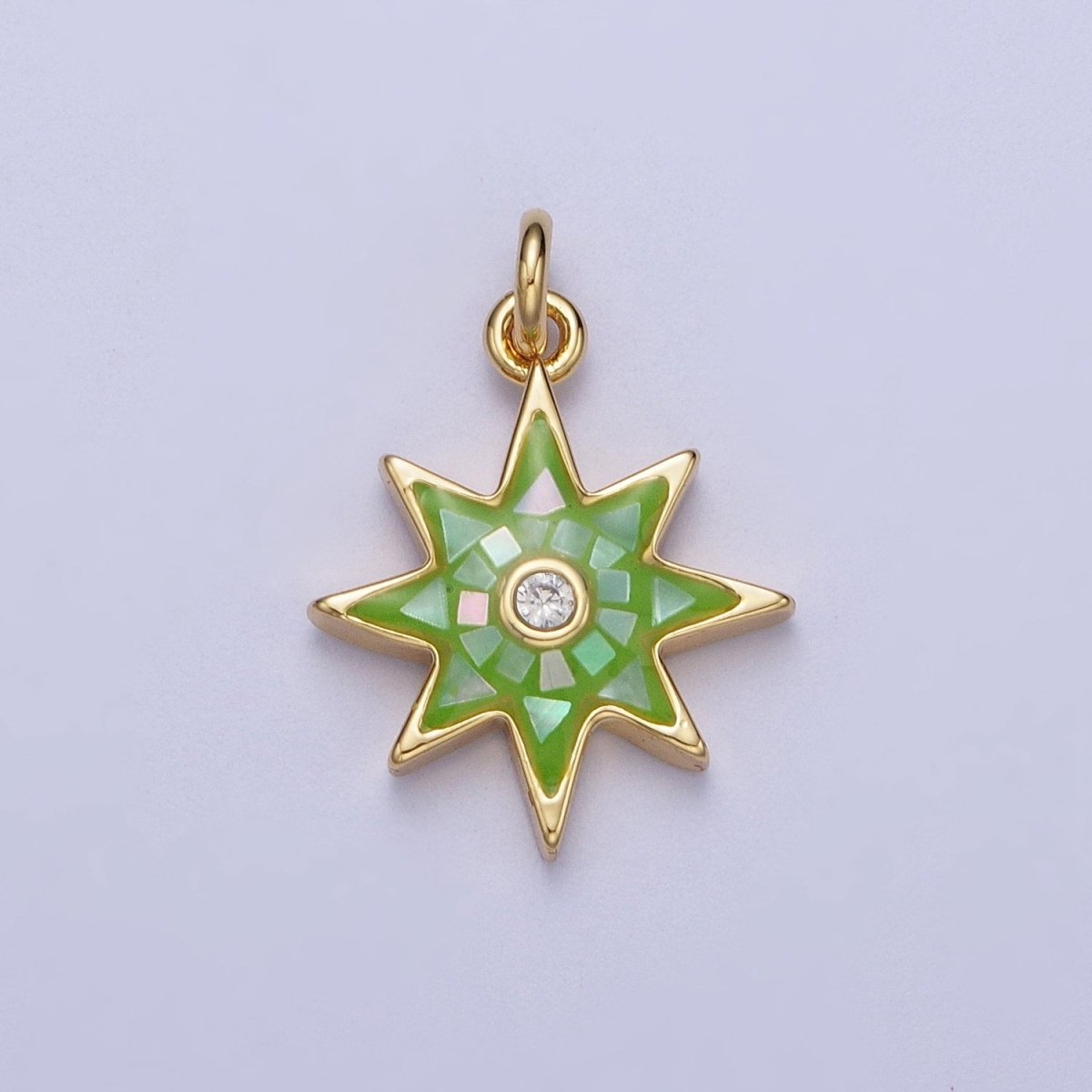 Natural Green Pink White Blue Black Shell North Star Shape Charm in Gold for Celestial Jewelry| X-774 - X-778