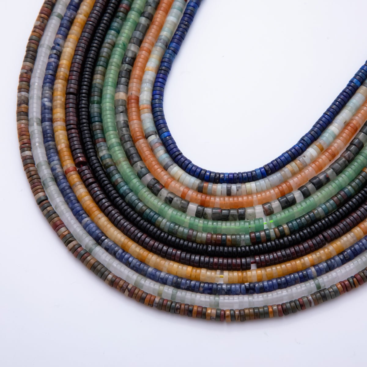 Natural Rondelle Beads Gemstone 4mm x 1.5mm Dark Mixed Color Smooth Beads Strand Finding | WA-A3586 - WA-A3597